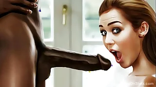 Interracial Blowjob Cartoons - White sluts respect highly BBC